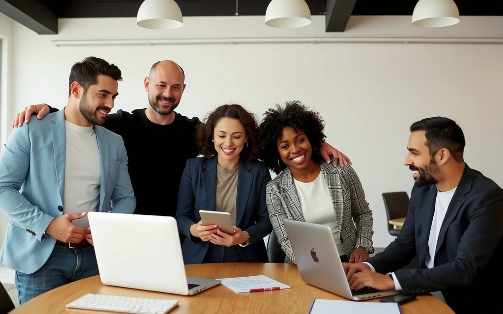 Profesioniști colaborând într-un spațiu de lucru modern