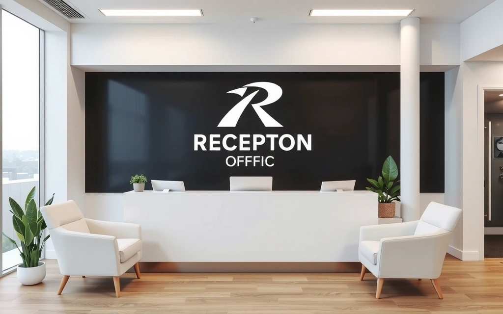 Imagine a unei recepții de birou moderne și primitoare