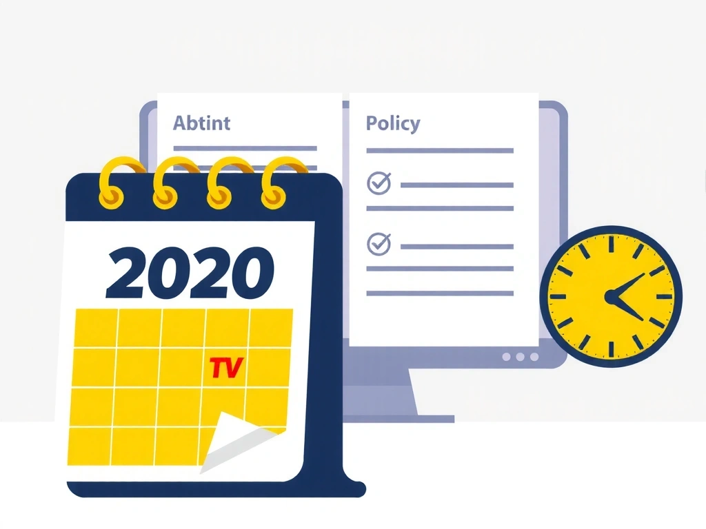 Ilustrație cu un calendar și un ceas, simbolizând actualizări periodice ale politicilor