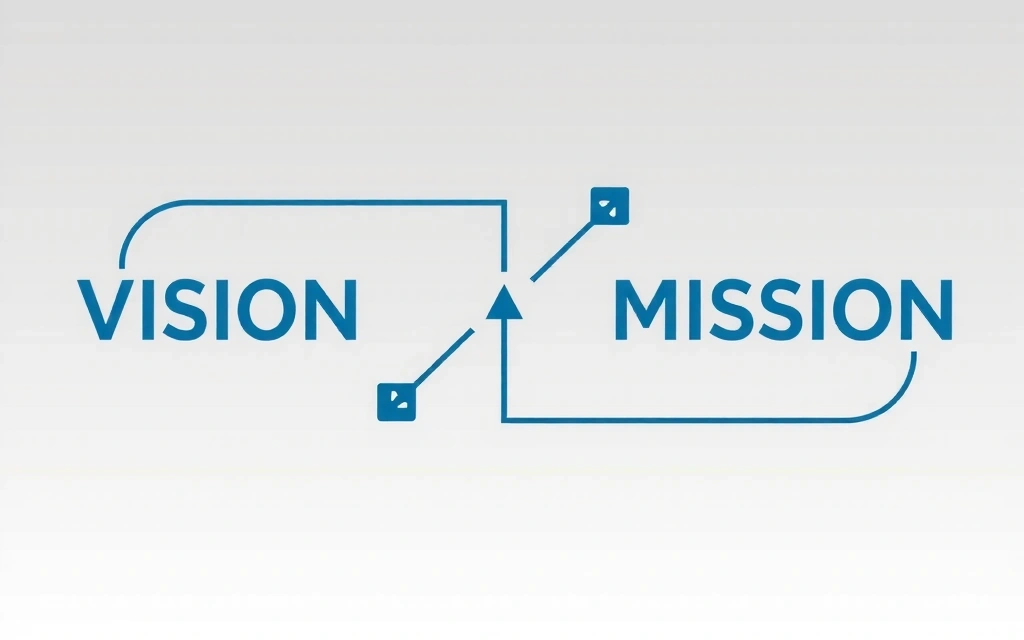 Diagramă conceptuală cu viziunea și misiunea growthgate, cu săgeți indicând creștere și inovație.