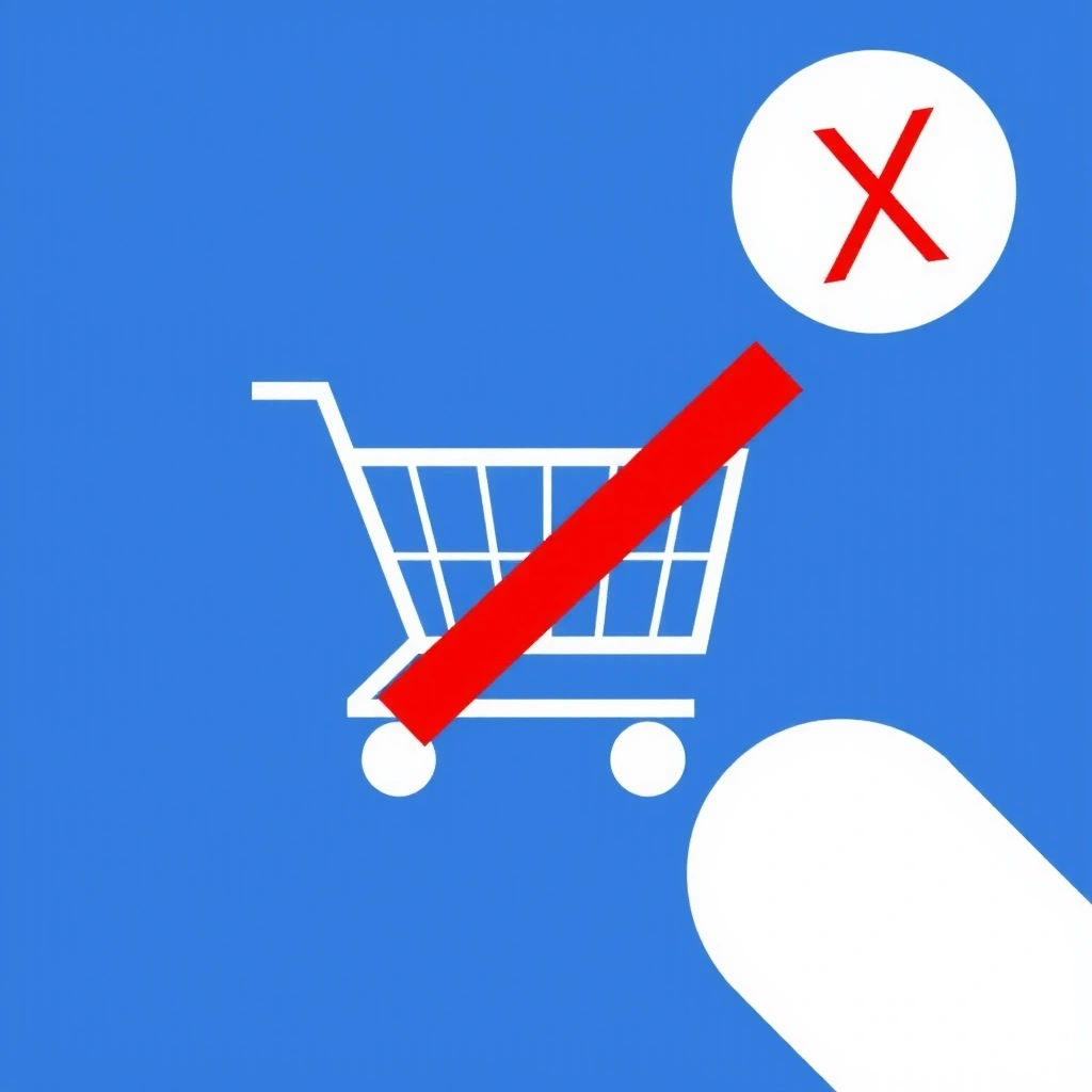 Shopping cart with an X mark, indicating abandoned carts or low conversion