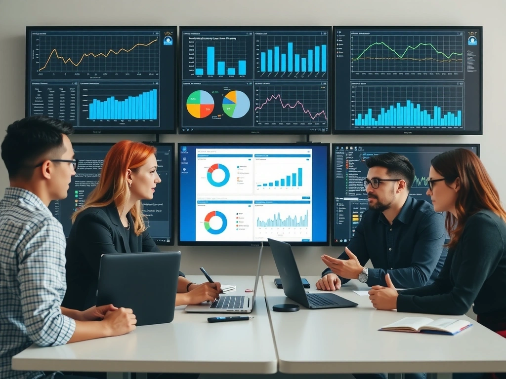 Echipa growthgate analizând grafice și rapoarte de date digitale