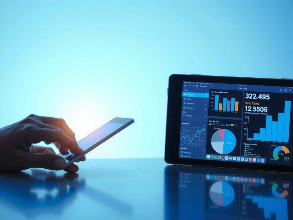 Ilustrație abstractă a instrumentelor de marketing digital și analizei de date