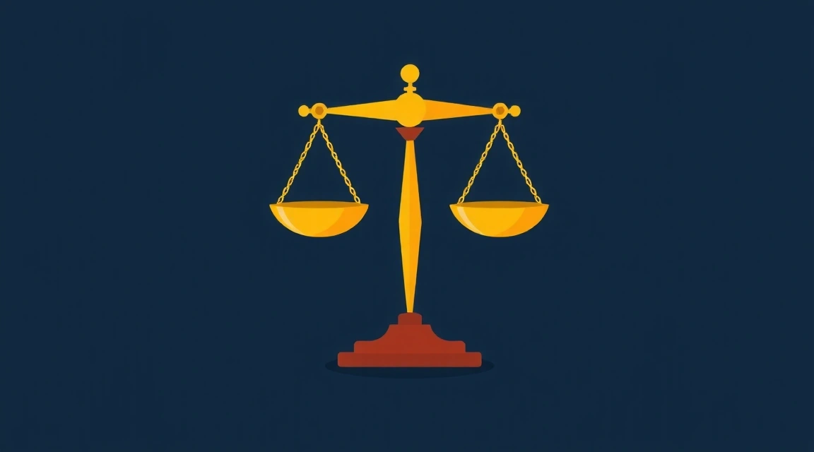 Imagine a unei balanțe de justiție, simbolizând legea și echitatea